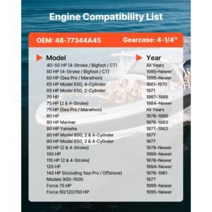 outboard propeller, upgrade oem 15 spline tooth aluminum outboard boat propeller fit mercury engines 40 140 hp, 4 1/4" gearcase, 3 blade, rh (right hand rotation), oem parts no. 48 77344a45