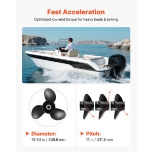 outboard propeller, upgrade oem 15 spline tooth aluminum outboard boat propeller fit mercury engines 40 140 hp, 4 1/4" gearcase, 3 blade, rh (right hand rotation), oem parts no. 48 77344a45