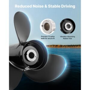 outboard propeller, upgrade oem 15 spline tooth aluminum outboard boat propeller fit mercury engines 40 140 hp, 4 1/4" gearcase, 3 blade, rh (right hand rotation), oem parts no. 48 77344a45
