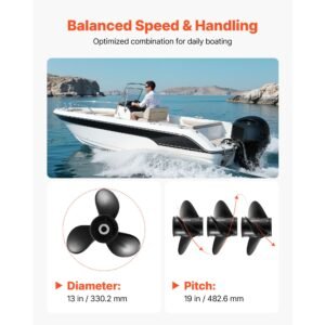 outboard propeller, upgrade oem 15 spline tooth aluminum outboard boat propeller fit mercury engines 40 140 hp, 4 1/4" gearcase, 3 blade, rh (right hand rotation), oem parts no. 48 77346a45