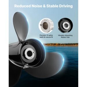 outboard propeller, upgrade oem 15 spline tooth aluminum outboard boat propeller fit mercury engines 40 140 hp, 4 1/4" gearcase, 3 blade, rh (right hand rotation), oem parts no. 48 77346a45
