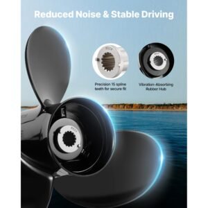 outboard propeller, upgrade oem 15 spline tooth aluminum outboard boat propeller fit mercury/mariner engines 135 300 hp, 4 3/4" gearcase, 3 blade, rh (right hand rotation), oem no. 48 832830a45