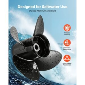 outboard propeller, upgrade oem 15 spline tooth aluminum outboard boat propeller fit mercury/mariner engines 135 300 hp, 4 3/4" gearcase, 4 blade, rh (right hand rotation), oem no. 48 8m0084495
