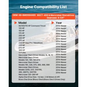 outboard propeller, upgrade oem 15 spline tooth aluminum outboard boat propeller fit mercury/mariner engines 135 300 hp, 4 3/4" gearcase, 4 blade, rh (right hand rotation), oem no. 48 8m0084495