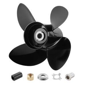Outboard Propeller, Upgrade OEM 15 Spline Tooth Aluminum Outboard Boat Propeller Fit Mercury/Mariner Engines 135-300 HP, 4-3/4" Gearcase, 4-Blade, RH (Right Hand Rotation), OEM No. 48-8M0084495