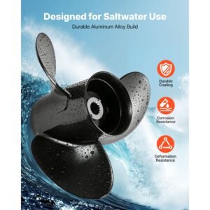 outboard propeller, upgrade oem 15 spline tooth aluminum outboard boat propeller fit mercury/mariner engines 90 400 hp, 4 3/4" gearcase, 3 blade, rh (right hand rotation), oem no. 48 832832a45