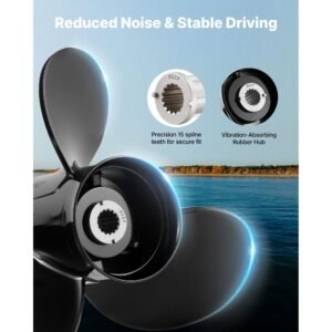 outboard propeller, upgrade oem 15 spline tooth aluminum outboard boat propeller fit mercury/mariner engines 90 400 hp, 4 3/4" gearcase, 3 blade, rh (right hand rotation), oem no. 48 832832a45