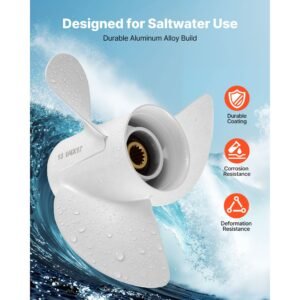 outboard propeller, upgrade oem 15 spline tooth aluminum outboard boat propeller fit yamaha engines 50 130 hp, 4 1/4" gearcase, 3 blade, rh (right hand rotation), oem parts no. 6e5 45945 01 el