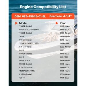 outboard propeller, upgrade oem 15 spline tooth aluminum outboard boat propeller fit yamaha engines 50 130 hp, 4 1/4" gearcase, 3 blade, rh (right hand rotation), oem parts no. 6e5 45945 01 el