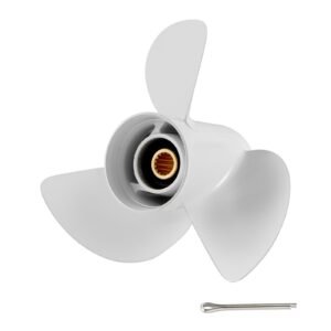 Outboard Propeller, Upgrade OEM 15 Spline Tooth Aluminum Outboard Boat Propeller Fit Yamaha Engines 50-130 HP, 4-1/4" Gearcase, 3-Blade, RH (Right Hand Rotation), OEM Parts No. 6E5-45945-01-EL