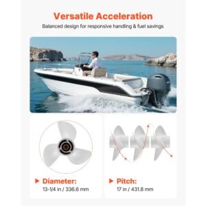 outboard propeller, upgrade oem 15 spline tooth aluminum outboard boat propeller fit yamaha engines 50 130 hp, 4 1/4" gearcase, 3 blade, rh (right hand rotation), oem parts no. 6e5 45945 01 el