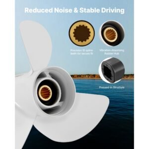 outboard propeller, upgrade oem 15 spline tooth aluminum outboard boat propeller fit yamaha engines 50 130 hp, 4 1/4" gearcase, 3 blade, rh (right hand rotation), oem parts no. 6e5 45945 01 el