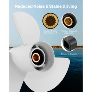 outboard propeller, upgrade oem 15 spline tooth aluminum outboard boat propeller fit yamaha engines 50 130 hp, 4 1/4" gearcase, 3 blade, rh (right hand rotation), oem parts no. 6e5 45954 00 el