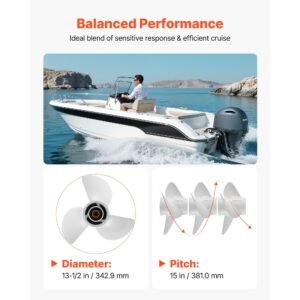 outboard propeller, upgrade oem 15 spline tooth aluminum outboard boat propeller fit yamaha engines 60 130 hp, 4 1/4" gearcase, 3 blade, rh (right hand rotation), oem parts no. 6e5 45947 00 el