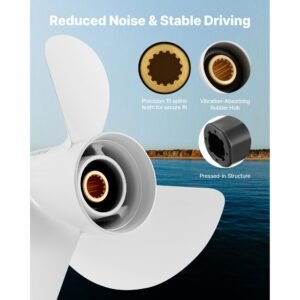 outboard propeller, upgrade oem 15 spline tooth aluminum outboard boat propeller fit yamaha engines 60 130 hp, 4 1/4" gearcase, 3 blade, rh (right hand rotation), oem parts no. 6e5 45947 00 el