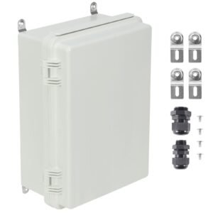Outdoor Electrical Junction Box, 11.81 x 7.87 x 7.08 in, ABS Plastic Electrical Enclosure Box with Hinged Cover Stainless Steel Latch, IP67 Dustproof Waterproof for Outdoor Electrical Projects
