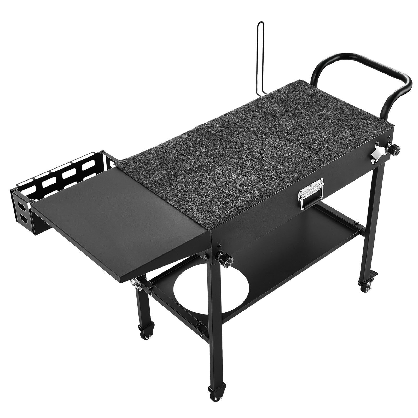outdoor grill cart, 31.0 x 17.0 inch tabletop size grilling table, foldable outdoor cooking table with tissue holder, hooks, wheels, side table, bbq prep tables for picnic, kitchen, courtyard