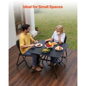outdoor patio dining table, 37 inch square metal steel slat backyard bistro tables, with 1.5 in umbrella hole, outside all weather large furniture for lawn garden porch, black