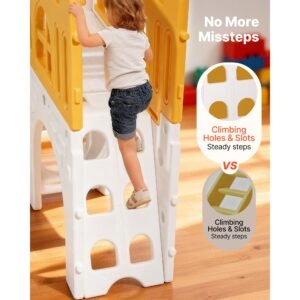 outdoor playhouse, versatile toddler playground with slide, basketball, telescope, steering wheel, crawling tunnel, sales window, toddler playset for aged 1+, open play structure, hdpe plastic