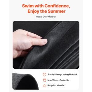 oval pool liner pad, 15 x 30 ft pool liner pad for above ground swimming pools, extra thick pool mat, prevents punctures, recycled geotextile material underlayment pad, extend liner life