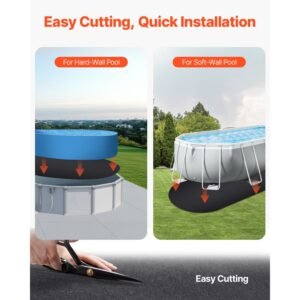 oval pool liner pad, 15 x 30 ft pool liner pad for above ground swimming pools, extra thick pool mat, prevents punctures, recycled geotextile material underlayment pad, extend liner life