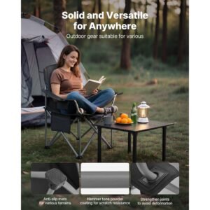 oversized camping chairs, 450 lbs heavy duty support, portable folding camp chairs with padded backrest & armrests, cup holder & side pocket, cooler bag, carry bags for outdoor, fishing, 2 pack