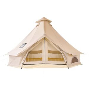Oxford Bell Tent, 4 Seasons 9.84 ft Yurt Tent for Camping with Stove Jack, Waterproof Breathable Holds up to 3 People with Zipped Detachable Floor, Family Camping Glamping Outdoor Hunting Party