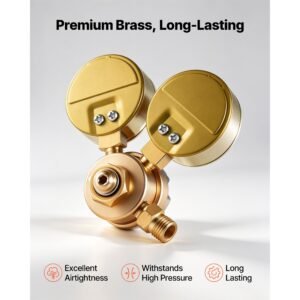 oxygen acetylene regulator set, oxy acetylene regulators, 0 4000psi and 0 400psi welding gas gauges with cga 540/cga 200 inlet connection & 3/8" 24 outlet connection, t handle adjustment