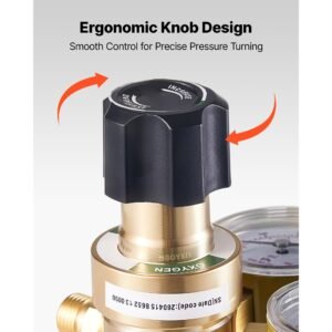 oxygen acetylene regulator set, oxy acetylene regulators, 0 4000psi and 0 400psi welding gas gauges with cga 540/cga 200 inlet connection & 9/16" 18 outlet connection, pc knob adjustment