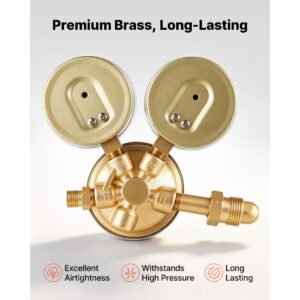 oxygen acetylene regulator set, oxy acetylene regulators, 0 4000psi and 0 500psi welding gas gauges with cga 540/cga 510 inlet connection & 9/16" 18 outlet connection, pc knob adjustment