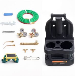 Oxygen Acetylene Torch Kit with Check Valves, Gas Welding Torch Kit, Portable Oxy Acetylene Brazing Set with 15FT Twin-Hose, 2 Welding Tips, 2 Regulators & Cylinder Holder for Metalworking