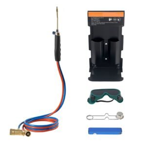 Oxygen Propane Torch Kit, Brass Welding Torch for Oxygen MAPP Gas with Dual Pressure Gauges, Portable Oxy-Propane MAPP Brazing Tool Kit with Cylinder Rack for Welding, Soldering, Metal Heating