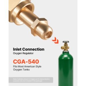 oxygen regulator, precise oxy regulator, 0 4000psi welding gas gauge with cga 540 inlet connection & 9/16" 18 rh outlet connection, pc knob adjustment