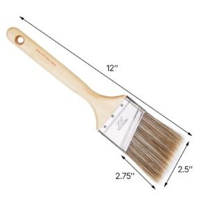 paint brushes, 12 piece angle paint brush, treated wood handle, paint brush set for all latex and oil paints & stains, wood stain brushes for cabinets, walls, fences, interior & exterior use