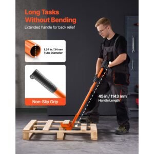 pallet buster tool, 40 inch carbon steel handle wrecking pry bar, 2000 lbs weight capacity, heavy duty deck board removal tool, breaker bar for flooring, framing, roofing, trim, drywall