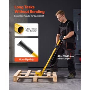 pallet buster tool, 41 inch carbon steel handle wrecking pry bar, 2000 lbs weight capacity, heavy duty deck board removal tool, breaker bar for flooring, framing, roofing, trim, drywall