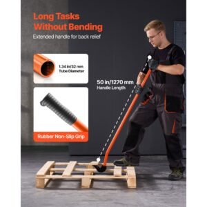pallet buster tool, 50 inch carbon steel handle wrecking pry bar, 2000 lbs weight capacity, heavy duty deck board removal tool, breaker bar for flooring, framing, roofing, trim, drywall