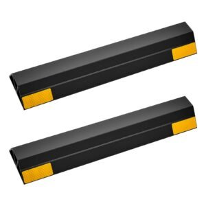 Parking Stopper, 16 Inch 2 Pcs Heavy Duty Parking Aid for Garage, PP Curb Garage Floor Stopper with Reflective Strips, Vehicles Gadgets for Cars Vans Trucks Tire Wheel Guide Block Stops Bumpers