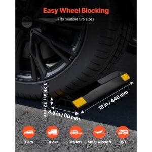 parking stopper, 18 inch 2 pcs heavy duty parking aid for garage, pp curb garage floor stopper with reflective strips, vehicles gadgets for cars vans trucks tire wheel guide block stops bumpers