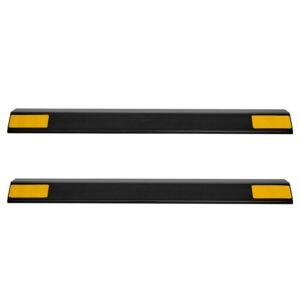 Parking Stopper, 18 Inch 2 Pcs Heavy Duty Parking Aid for Garage, PP Curb Garage Floor Stopper with Reflective Strips, Vehicles Gadgets for Cars Vans Trucks Tire Wheel Guide Block Stops Bumpers