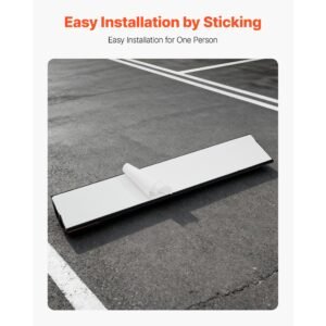 parking stopper, 18 inch 2 pcs heavy duty parking aid for garage, pp curb garage floor stopper with reflective strips, vehicles gadgets for cars vans trucks tire wheel guide block stops bumpers
