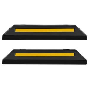 Parking Stopper, 21.6 Inch 2 Pcs Heavy Duty Parking Aid for Garage, Rubber Curb Garage Floor Stopper with Reflective Strips, Aid Gadgets for Cars Vans Trucks Tire Wheel Guide Block Stops Bumpers