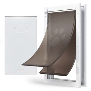 Pet Door, X-Large, with Double Magnetic Flaps and Metal Frame, Strong and Weatherproof Dog Door for Interior and Exterior Doors, Easy to Install, Easy In-and-Out Access for Doggies, White