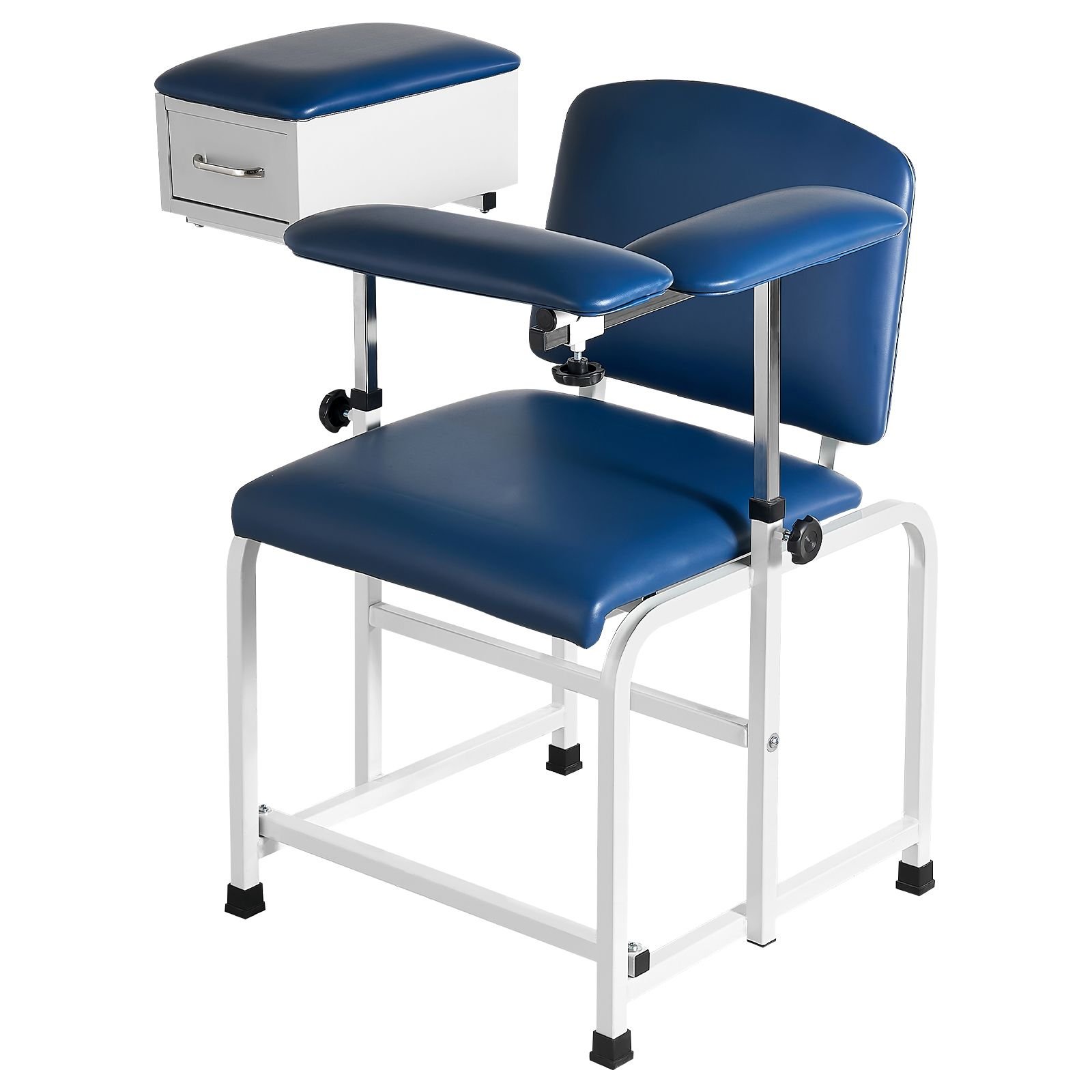 phlebotomy chair 500lbs blood draw medical chair with drawer, comfortable blood drawing chairs with adjustable armrests, soft padded seat, easy to clean pvc leather for hospitals clinics