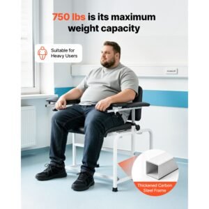 phlebotomy chair 750lbs capacity blood draw medical chair, comfortable blood drawing chairs with adjustable armrests, soft padded seat, easy to clean pvc leather for hospitals clinics