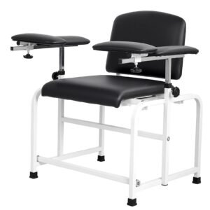 Phlebotomy Chair 750LBS Capacity Blood Draw Medical Chair, Comfortable Blood Drawing Chairs with Adjustable Armrests, Soft Padded Seat, Easy-to-Clean PVC Leather for Hospitals Clinics