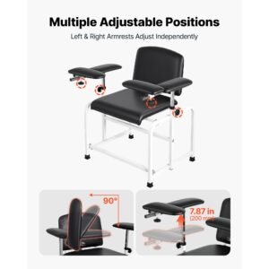 phlebotomy chair 750lbs capacity blood draw medical chair, comfortable blood drawing chairs with adjustable armrests, soft padded seat, easy to clean pvc leather for hospitals clinics