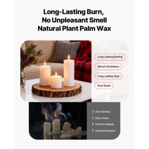 pillar candles and glass vases set 36 pcs, clear cylinder hurricane candle holders for wedding centerpieces, tall vase for table decor, wedding party, thanksgiving, white (3.4" x 4.7",7.1",9.8")