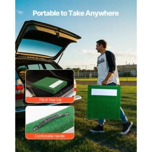 pitching mound, portable baseball pitcher's mound, 31 in indoor outdoor pitching practice and training equipment, softball pitching aids with antifade turf, pitching rubber, carry handle