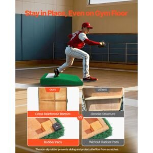 pitching mound, portable baseball pitcher's mound, 31 in indoor outdoor pitching practice and training equipment, softball pitching aids with antifade turf, pitching rubber, carry handle
